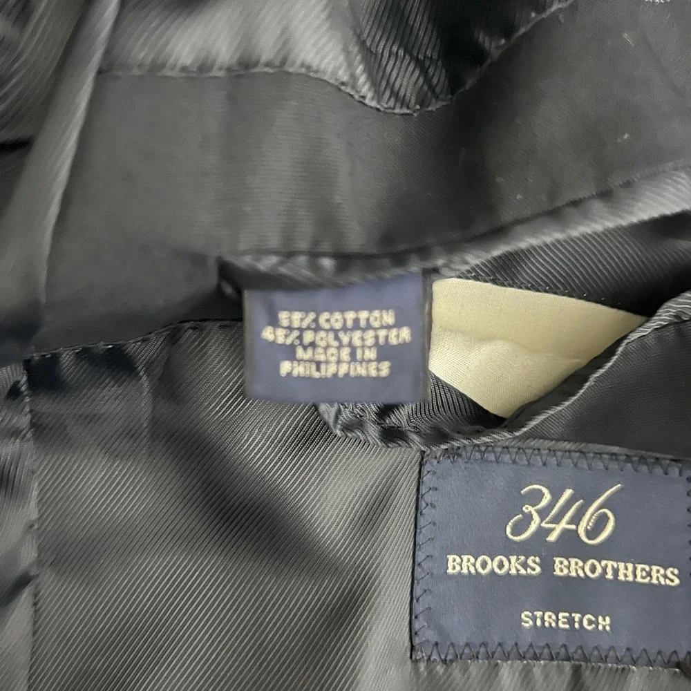 Brooks Brothers 346 Suit Mens 43R 38W Gray Solid Stretch 3-Button Flat Front